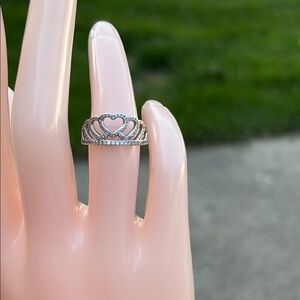 Pandora Hearts Tiara Sterling Ring CZ Size 6.25